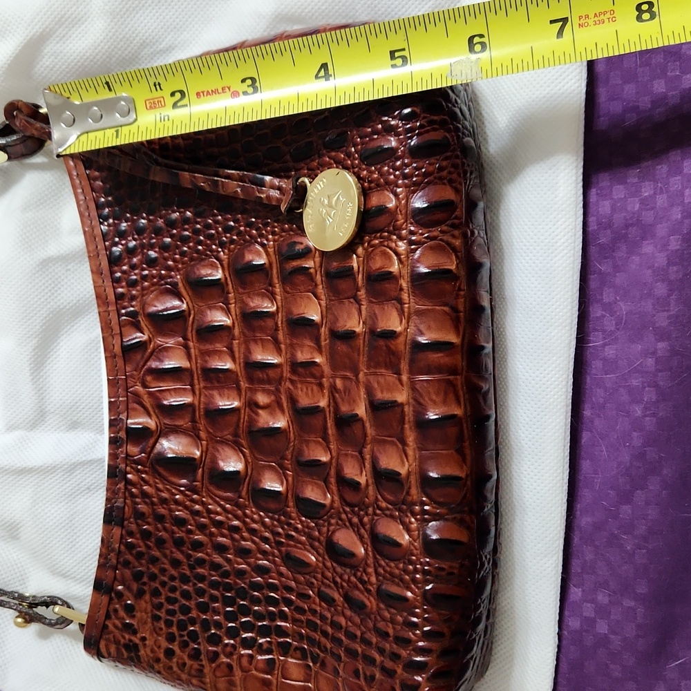 Brahmin Croc-Embossed Shoulder Bag in Rich Brown - Picture 12 of 13